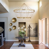 2-Tier Gold Wagon Wheel Chandelier 98 Inch 88-Lights - Farmhouse Rustic Round Extra Large Chandelier for High Ceilings