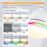 Ceiling Fans with Lights, 52 Inch Low Profile Ceiling Fan with Light and Remote Control,Reversible,RGB,3CCT, Dimmable,Quiet,White Ceiling Fan for Bedroom Indoor/Outdoor Use