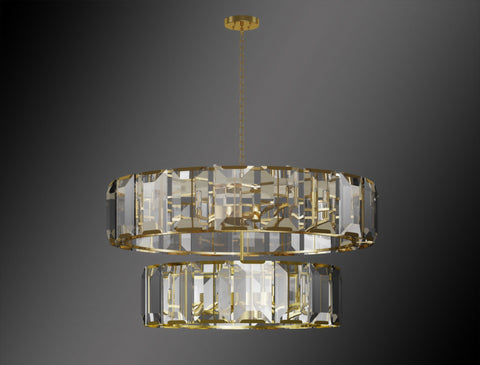 Luxe 2 Tier Crystal Chandelier Collection Vintage Rustic Lighting W 43" H 25" - G7-CG/4600/10+7