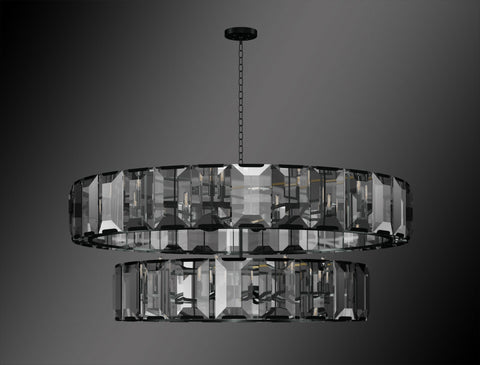Luxe 2 Tier Crystal Chandelier Collection Vintage Rustic Lighting W 60" H 28" - G7-CB/4600/14+10