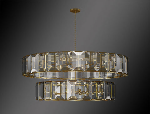 Luxe 2 Tier Crystal Chandelier Collection Vintage Rustic Lighting W 60" H 28" - G7-CG/4600/14+10