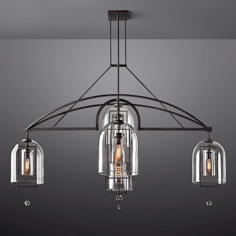 Modern Circular 85" Chandelier from Fulcron Collection 5 Lights - Antique Premium Metal with Refined Black Finish - A500-CB/51001/85