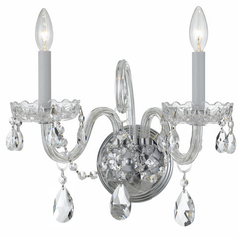 2 Light Polished Chrome Crystal Sconce Draped In Clear Spectra Crystal - C193-1032-CH-CL-SAQ