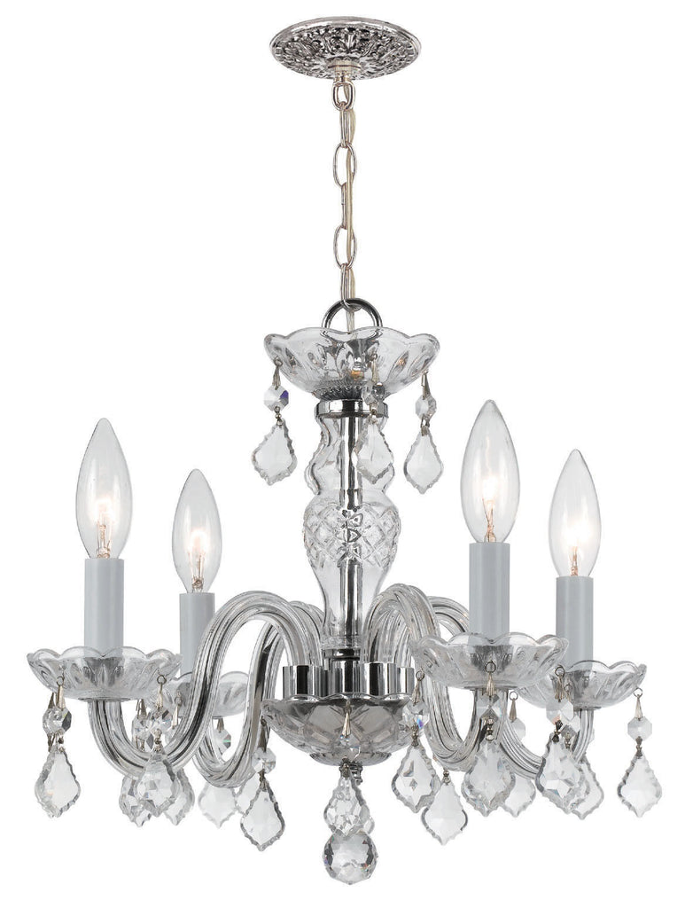 4 Light Polished Chrome Crystal Mini Chandelier Draped In Clear Spectra Crystal - C193-1064-CH-CL-SAQ