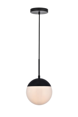 ZC121-LD6026BK - Living District: Eclipse 1 Light Black Pendant With Frosted White Glass