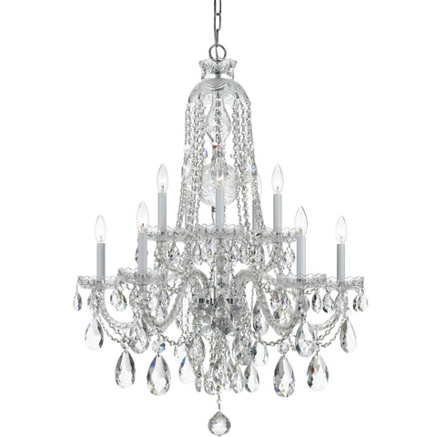 10 Light Polished Chrome Crystal Chandelier Draped In Clear Spectra Crystal - C193-1110-CH-CL-SAQ