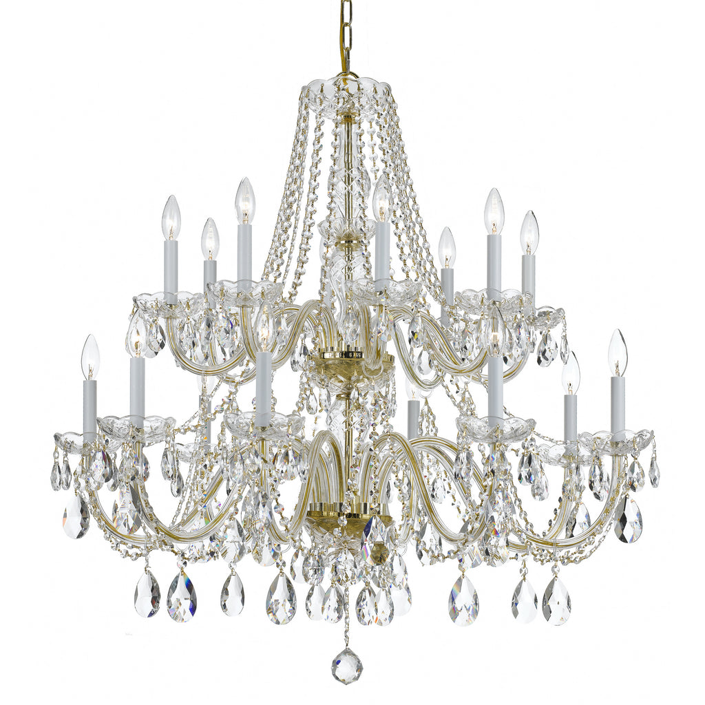 8 Light Polished Brass Crystal Chandelier Draped In Clear Spectra Crystal - C193-1139-PB-CL-SAQ