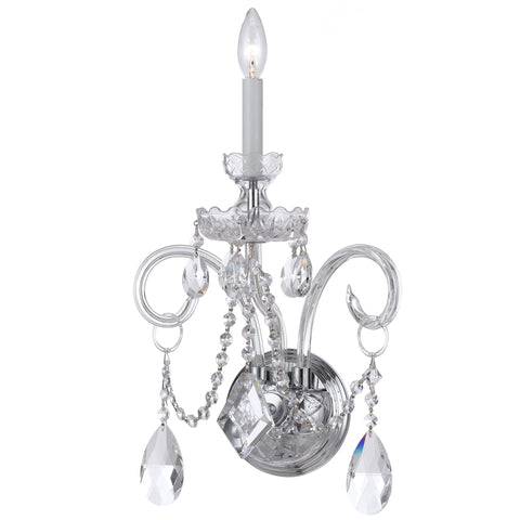 1 Light Polished Chrome Crystal Sconce Draped In Clear Hand Cut Crystal - C193-1141-CH-CL-MWP