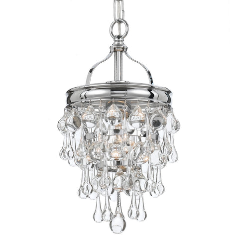 1 Light Polished Chrome Transitional Mini Chandelier Draped In Clear Glass Drops - C193-131-CH