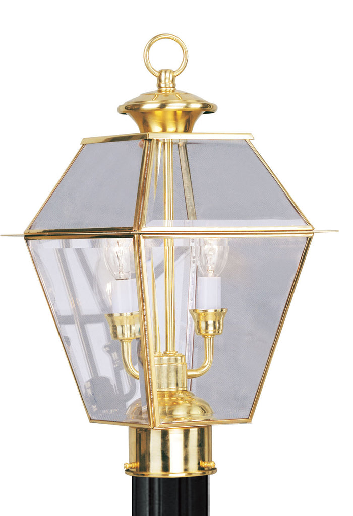 Livex Westover 2 Light PB Outdoor Post Lantern - C185-2284-02