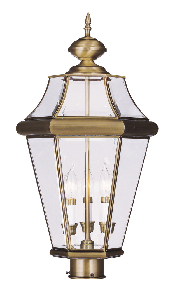 Livex Georgetown 3 Light AB Outdoor Post Lantern - C185-2364-01