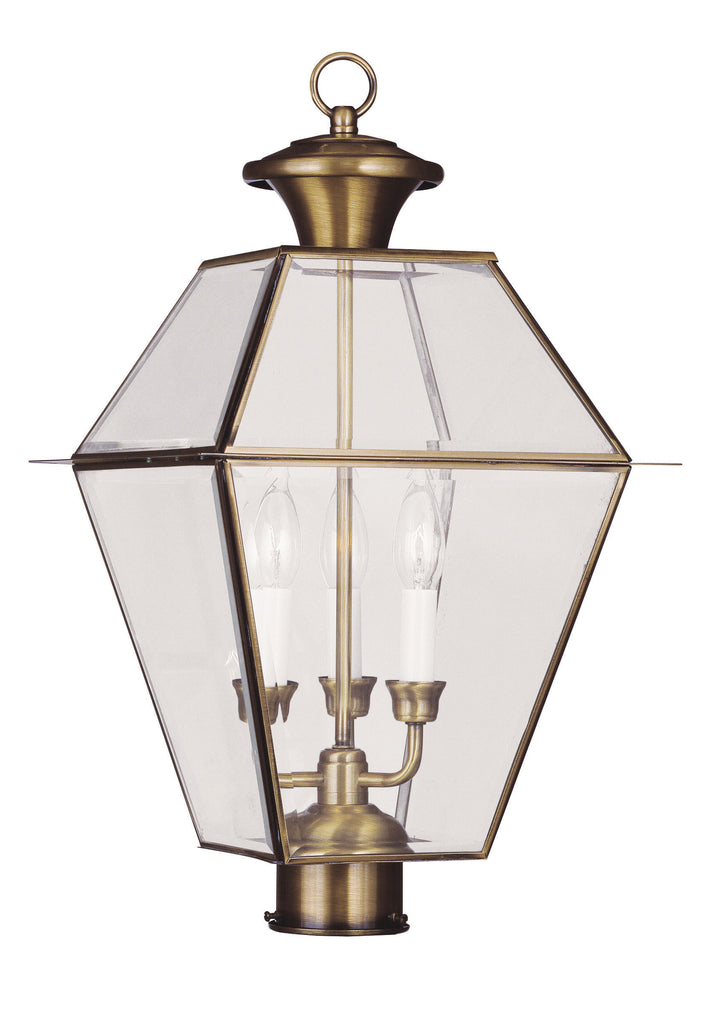 Livex Westover 3 Light AB Outdoor Post Lantern - C185-2384-01