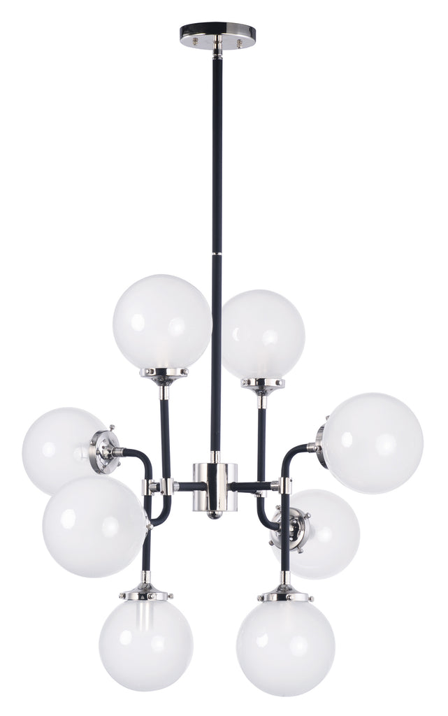 Atom 8-Light Pendant Black and Polished Nickel - C157-24725WTBKPN