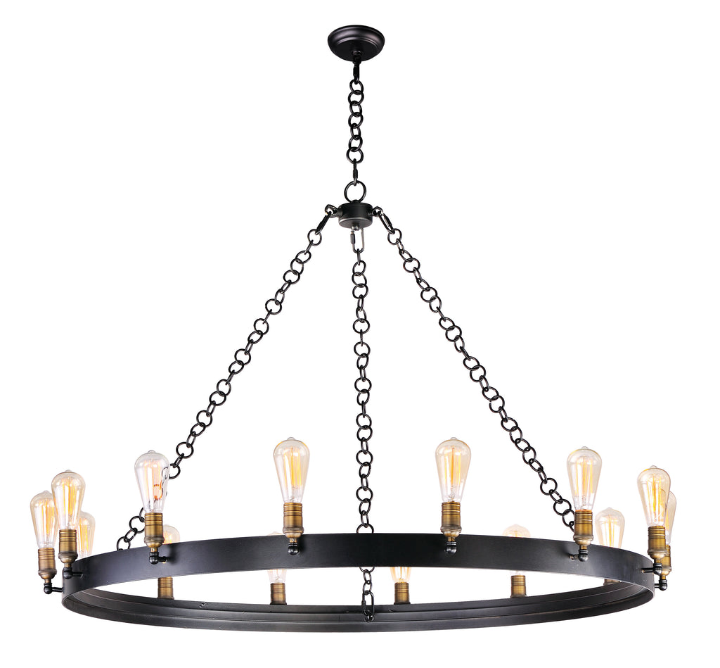 Noble 14-Light Chandelier w/Bulbs Black / Natural Aged Brass - C157-26276BKNAB/BUI