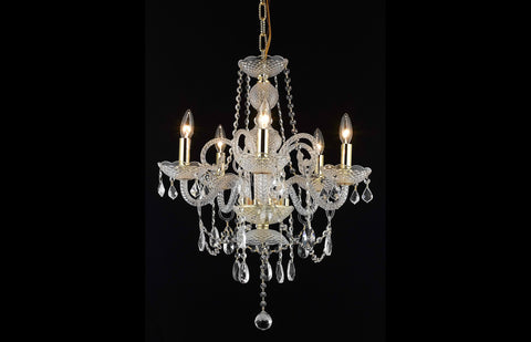 C121-7835D20G/RC - Regency Lighting: Princeton 5 light Gold Chandelier Clear Royal Cut Crystal