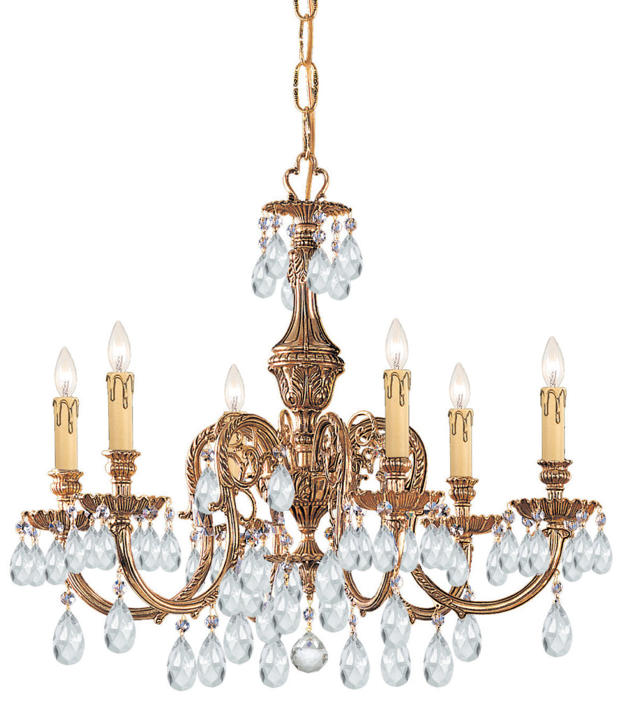 6 Light Olde Brass Crystal Chandelier Draped In Clear Spectra Crystal - C193-2906-OB-CL-SAQ