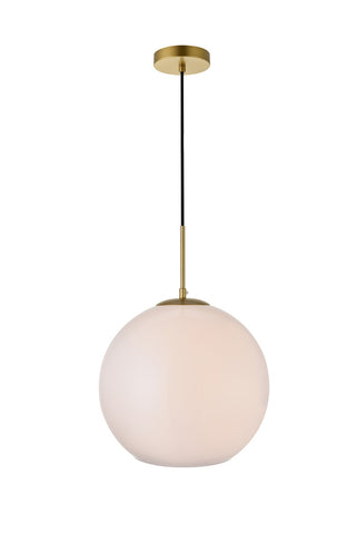 ZC121-LD2217BR - Living District: Baxter 1 Light Brass Pendant With Frosted White Glass