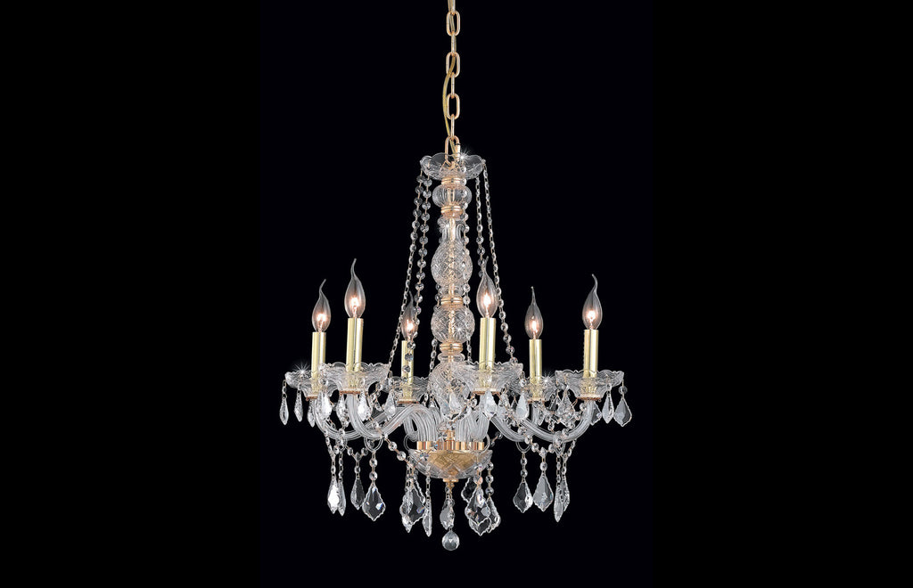 C121-7856D24G/RC - Regency Lighting: Verona 6 light Gold Chandelier Clear Royal Cut Crystal