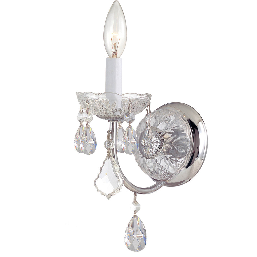 1 Light Polished Chrome Crystal Sconce Draped In Clear Spectra Crystal - C193-3221-CH-CL-SAQ