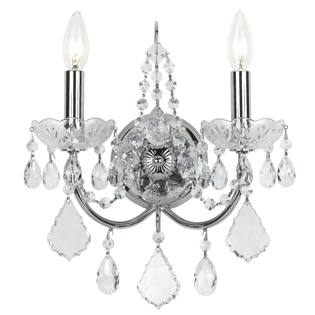 2 Light Polished Chrome Crystal Sconce Draped In Clear Spectra Crystal - C193-3222-CH-CL-SAQ