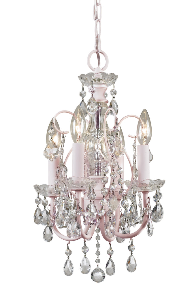 4 Light Blush Crystal Mini Chandelier Draped In Clear Hand Cut Crystal - C193-3224-BH-CL-MWP