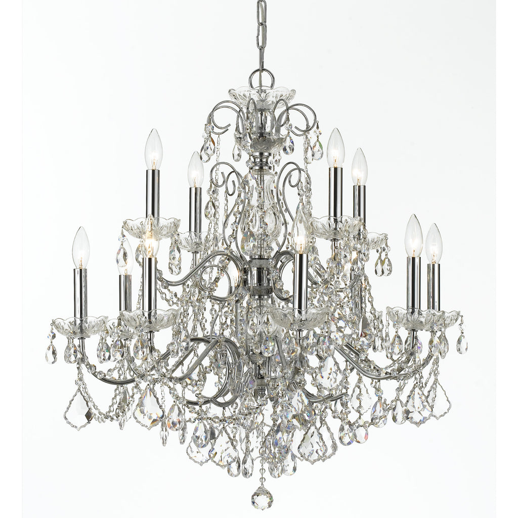 12 Light Polished Chrome Crystal Chandelier Draped In Clear Hand Cut Crystal - C193-3228-CH-CL-MWP
