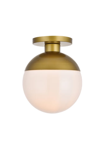 ZC121-LD6060BR - Living District: Eclipse 1 Light Brass Flush Mount With Frosted White Glass