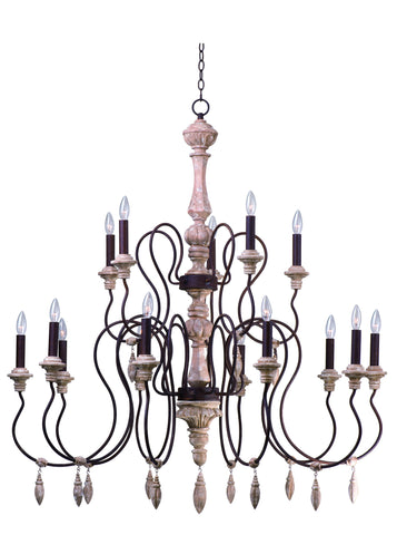 Olde World 15-Light Chandelier Senora Wood - C157-39611SW