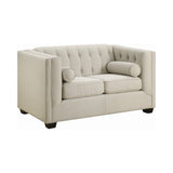 Set of 3 - Cairns Tuxedo Arm Tufted Sofa +Loveseat + Chair Oatmeal - D300-10045