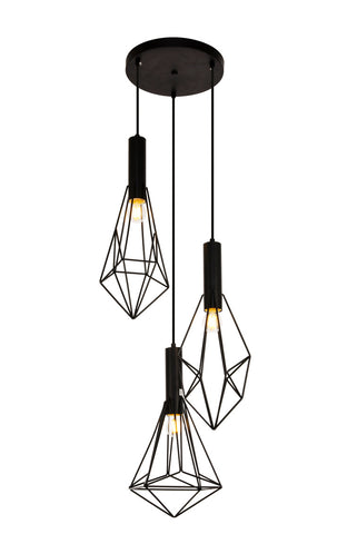 ZC121-LDPD2108 - Living District: Jago Collection Pendant D16.0 H30.4 Lt:3 Black Finish