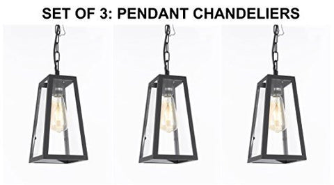 Set Of 3 - Wrought Iron Vintage Barn Metal Pendant Chandelier Industrial Loft Rustic Lighting W/ Vintage Bulbs Included Great For Kitchen Island Lighting - G7-80197P/1Bulb-Set Of 3