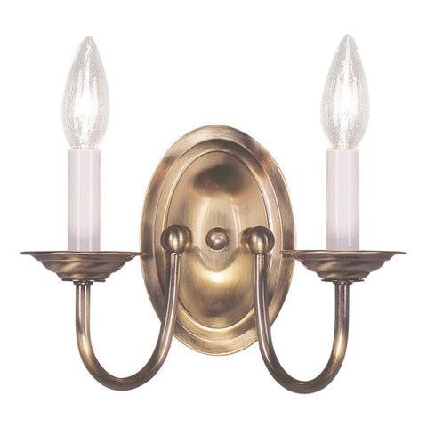 Livex Home Basics 2 Light Antique Brass Wall Sconce - C185-4152-01