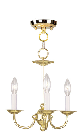 Livex Home Basics 3 Light Polished Brass Mini Chandelier - C185-4153-02