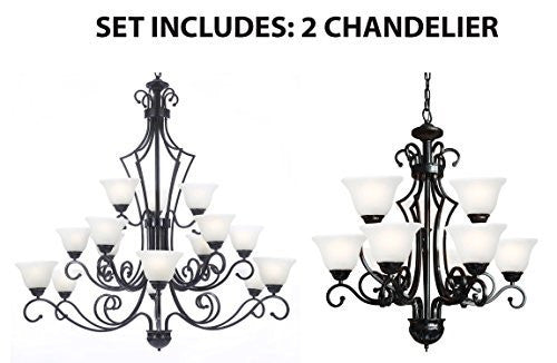 Set Of 2 - 1 For Entryway/Foyer And 1 For Dining Room Wrought Iron Chandelier - 1Ea B22/451/9 + 1Ea B22/451/15