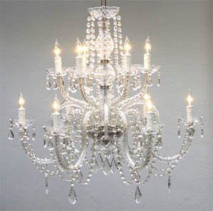 Crystal Chandelier Lighting Dressed with Swarovski Crystal H27 X W32 - Good for Dining Room, Foyer, Entryway, Family Room and More! - G46-385/6+6SW