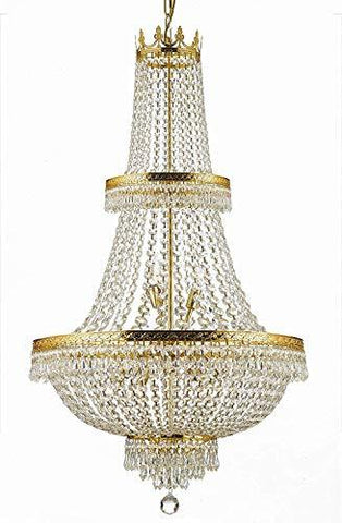Made with Swarovski Crystal French Empire Crystal Chandelier Lighting H50" X W24" Good for Foyer, Entryway, Family Room, Living Room and More! - A500-CG/870/15SW