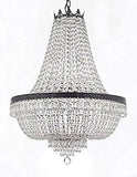 Set of 2-1 French Empire Crystal Chandelier Lighting H36" X W30" W/Dark Antique Finish! and 1 French Empire Crystal Flush Chandelier Lighting H21" X W30" w/Dark Antique Finish! - 1EA CB/870/14 + 1EA FLUSH/CB/870/14