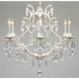 Swarovski Crystal Trimmed Chandelier! Wrought Iron Crystal Chandelier Lighting H 19" W 20" White - A83-WHITE/3530/6 SW