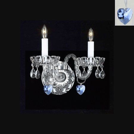 Murano Venetian Style Crystal Wall Sconce Lighting With Blue Hearts - Perfect For Boys And Girls Bedroom - A46-B85/2/386
