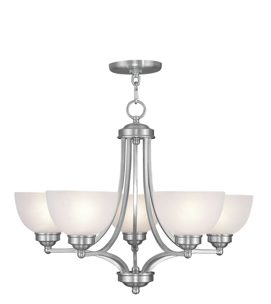 Livex Somerset 5 Light Brushed Nickel Chandelier - C185-4215-91