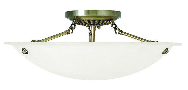 Livex Oasis  3 Light Antique Brass Ceiling Mount - C185-4274-01