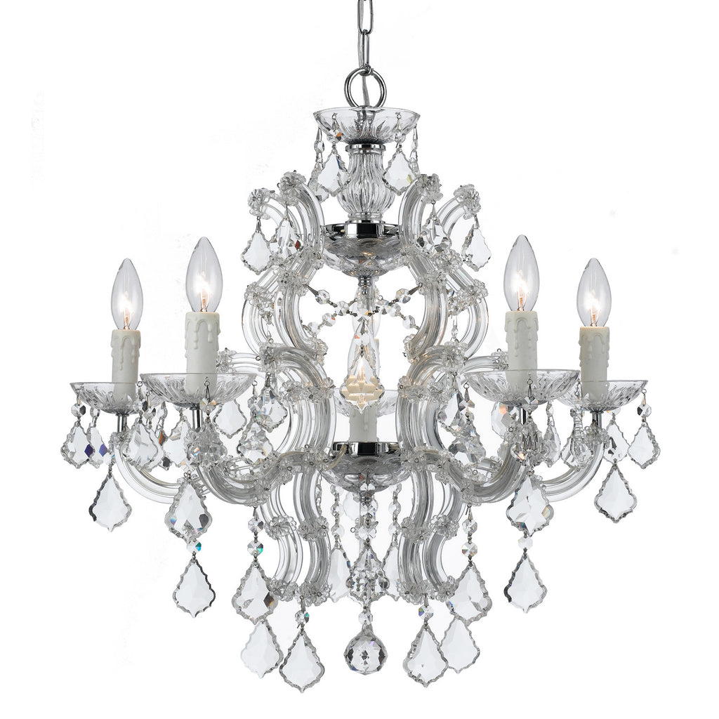 6 Light Polished Chrome Crystal Chandelier Draped In Clear Spectra Crystal - C193-4335-CH-CL-SAQ