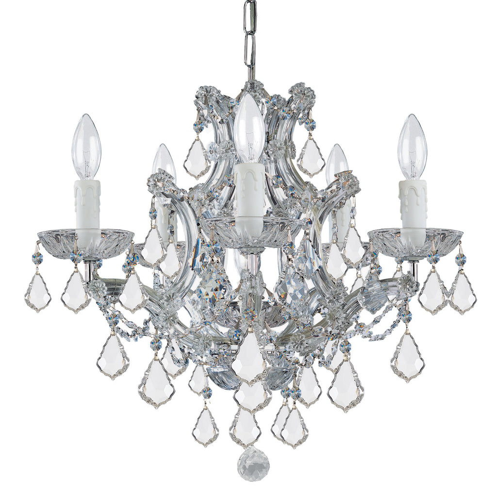 6 Light Polished Chrome Crystal Mini Chandelier Draped In Clear Italian Crystal - C193-4405-CH-CL-I