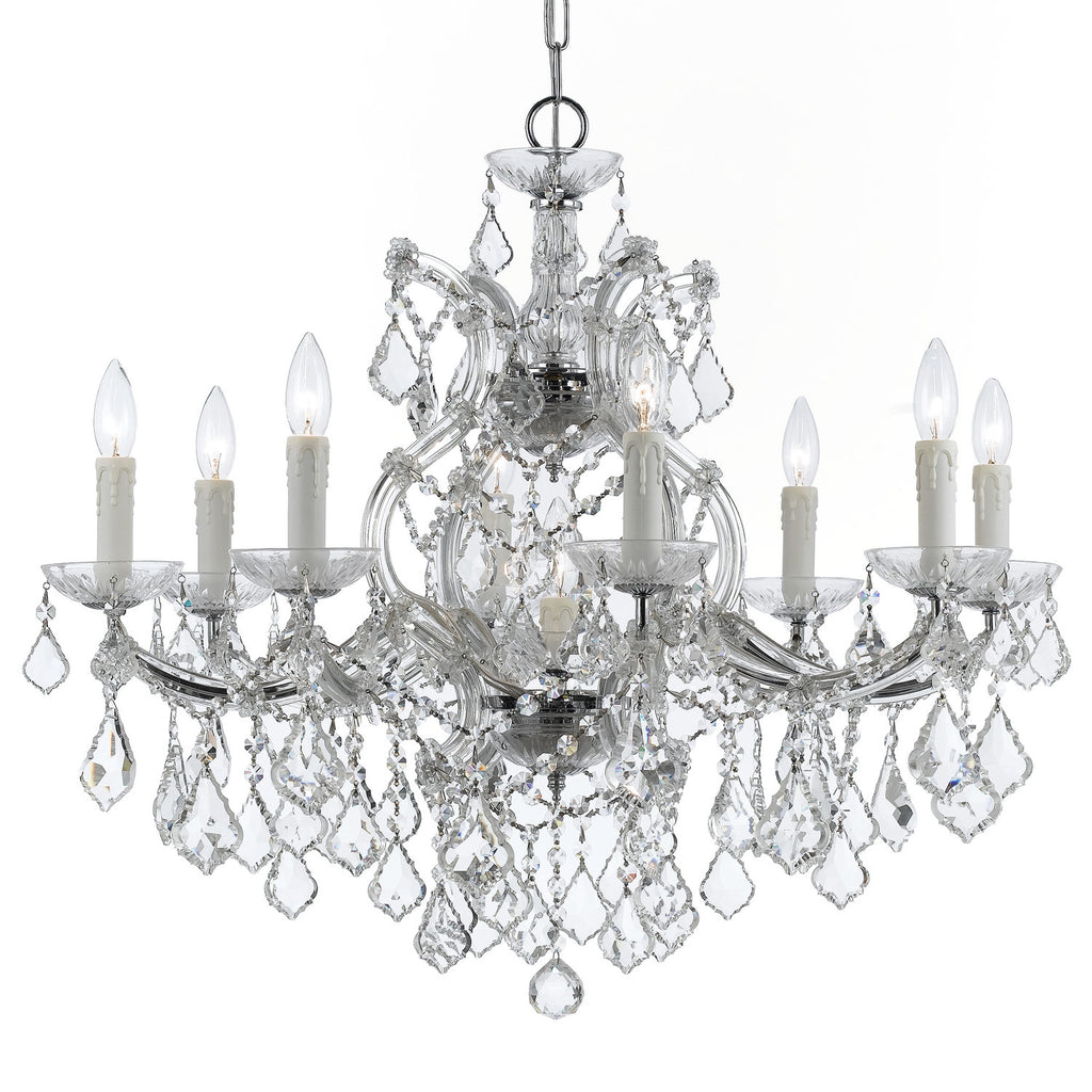 9 Light Polished Chrome Crystal Chandelier Draped In Clear Hand Cut Crystal - C193-4408-CH-CL-MWP