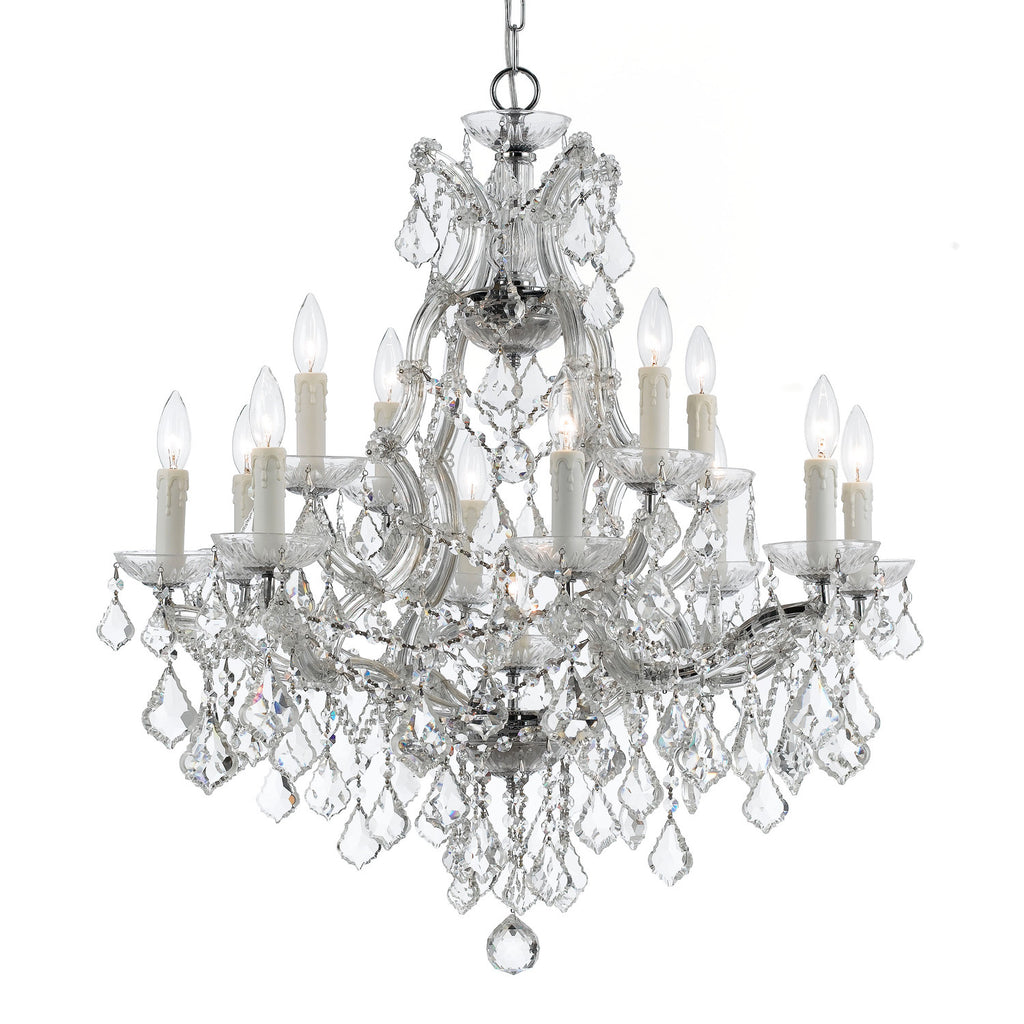 13 Light Polished Chrome Crystal Chandelier Draped In Clear Hand Cut Crystal - C193-4412-CH-CL-MWP