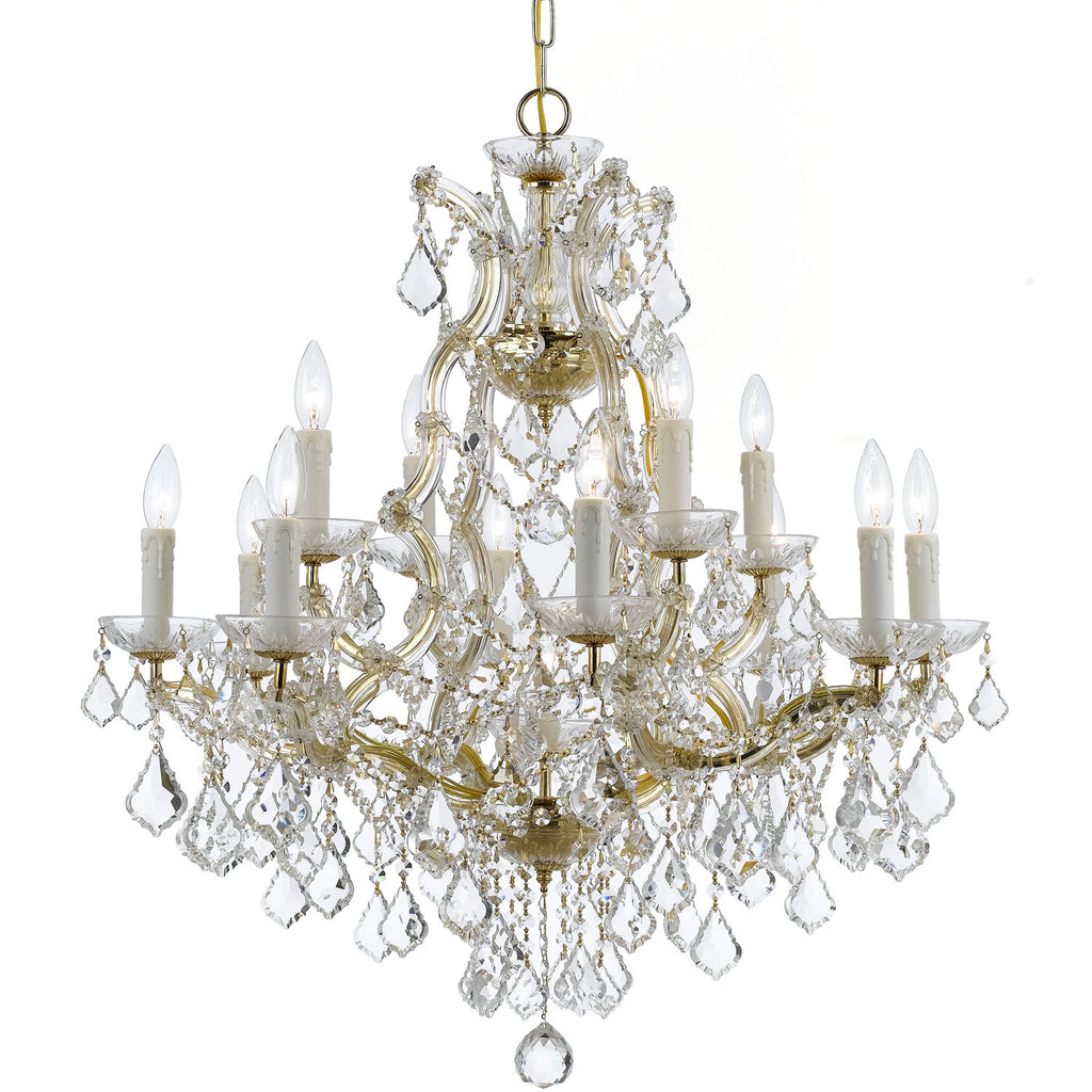 13 Light Gold Crystal Chandelier Draped In Clear Spectra Crystal - C193-4412-GD-CL-SAQ