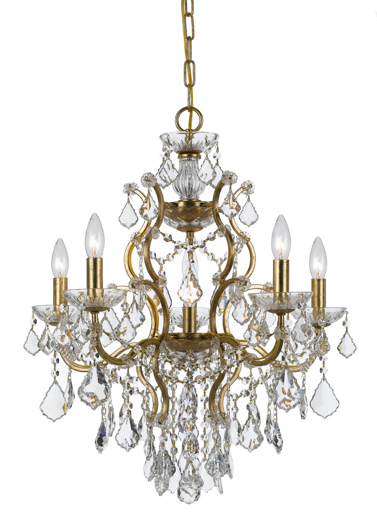 6 Light Antique Gold Modern Chandelier Draped In Clear Spectra Crystal - C193-4455-GA-CL-SAQ
