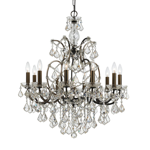 10 Light Vibrant Bronze Modern Chandelier Draped In Clear Hand Cut Crystal - C193-4458-VZ-CL-MWP