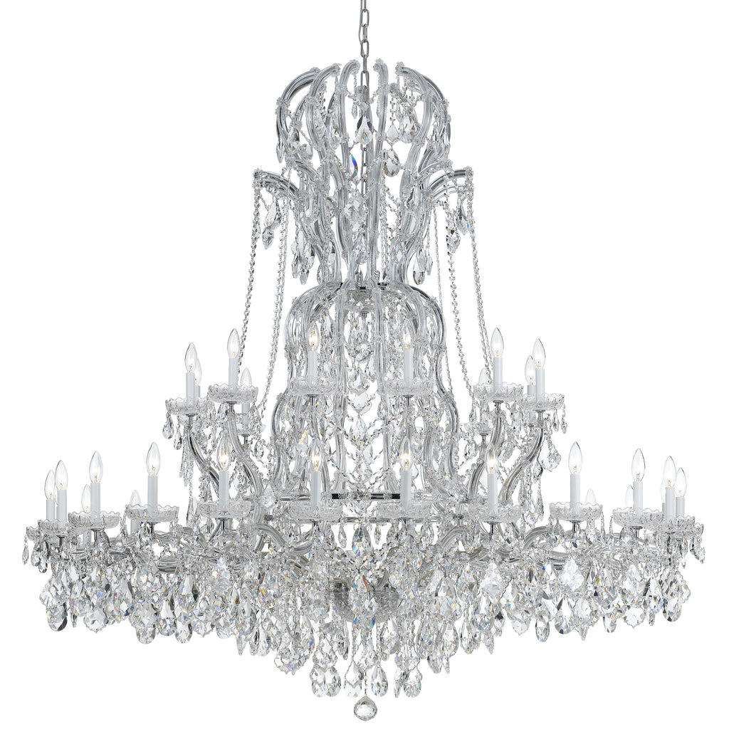 37 Light Polished Chrome Crystal Chandelier Draped In Clear Swarovski Strass Crystal - C193-4460-CH-CL-S