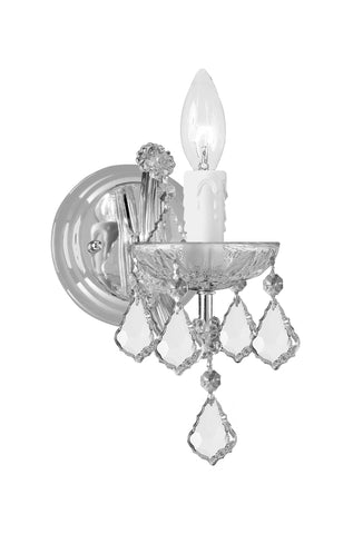 1 Light Polished Chrome Crystal Sconce Draped In Clear Hand Cut Crystal - C193-4471-CH-CL-MWP